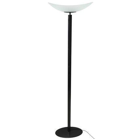 Artemide - Lampada da terra, modello Tebe, struttura in metallo laccato nero, diffusore in vetro curvo satinato