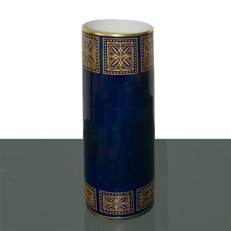 hutschenreuther - Vaso Kobalt in porcellana blu con decori dorati, 20° secolo