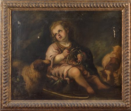 Bartolomé Esteban Murillo (neimodi_di) (1618 - 1682) 
Gesù con i simboli della passione  XIX secolo
Olio su tela 65 x 78 cm