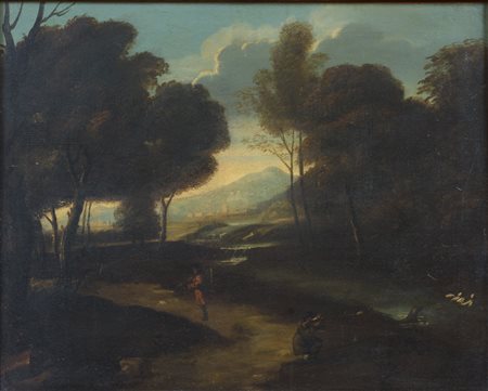 Jacques d'Arthois (seguace di) (1613 - 1686) 
Scena di caccia 
olio su tela  47 x 59 cm