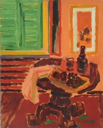 Giulio Da Milano INTERNO A ROQUEBRUNE, 1974 olio su tavola, cm 25x20 sul...