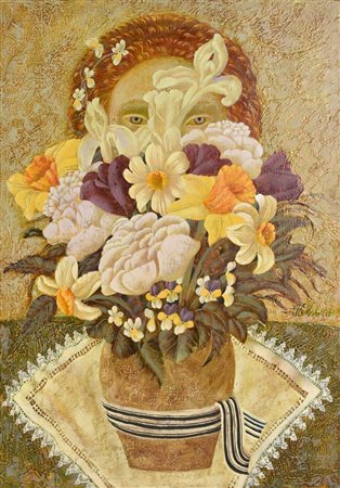 Vera Pavlova BOUQUET PRIMAVERILE, 2005 olio su tela, cm 50x35 firma sul...