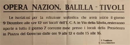 Manifesto dellʹOpera Nazionale Balilla di Tivoli   