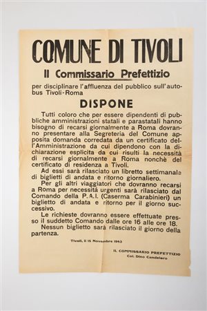 Manifesto del Commissario Prefettizio Col. Dino Candeloro   