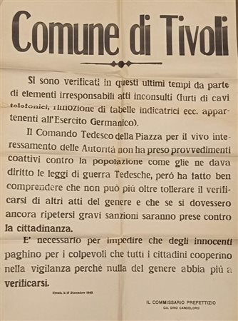 Manifesto del Comune di Tivoli   