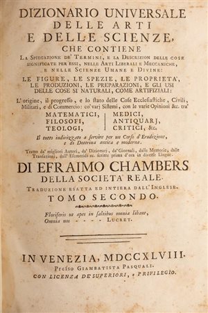 Dizionario Universale delle Arti e delle Scienze che contiene la spiegazione deʹ termini, 