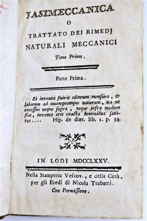 Jasimeccanica o trattato dei rimedii naturali meccanici   Antonio  Arrigoni