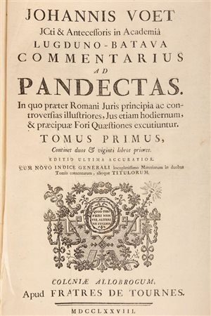 Commentarius ad pandectas   Johannes Voet