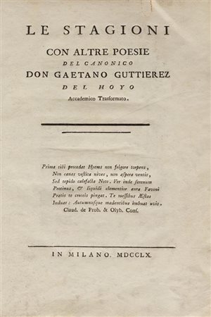 Le Stagioni con altre poesie del canonico Don Gaetano Guttierez del Hoyo   Caetano Gutierrez del Hoyo