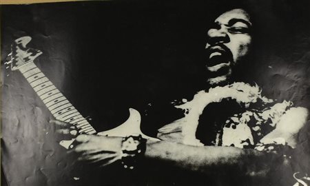 JIMI HENDRIX manifesto, 46x76cm L'opera presenta una piegatura all'angolo...