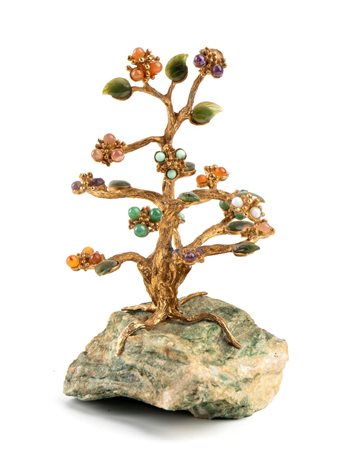  
Alberello bonsai placcato oro con pietre  
 