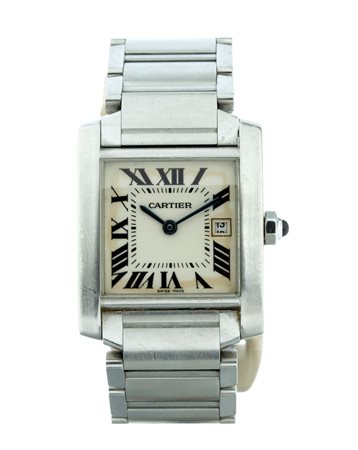 CARTIER  
Tank: orologio da polso in acciaio Anni 2000
 