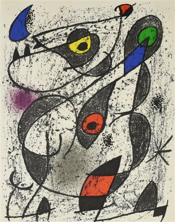 Da Joan Miro' SENZA TITOLO litografia a colori su carta, cm 35x25 Stampata...