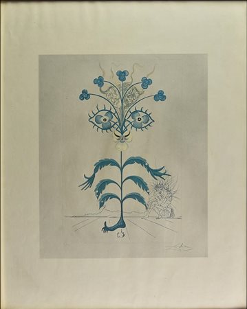 Da Salvador Dali' PENSEE (VIOLA COGITANS) stampa tipografica, cm 53x43