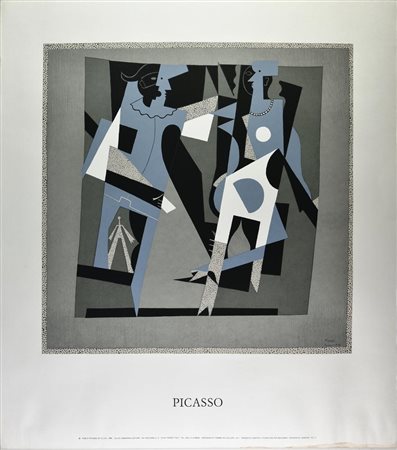 Da Pablo Picasso ARLEQUIN ET FEMME AU COLLIER serigrafia, cm 98x86