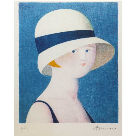 Antonio  Bueno (berlino 1918-Firenze 1984)  - Ragazza con cappello