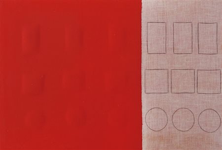 ESPOSTO ARNOLDO 1933 - 1966Forme rosse, 1963tecnica mista su tela cm. 30x45,...