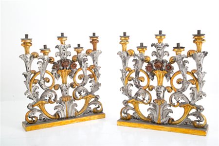 Pair of five-light candelabra