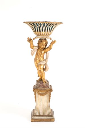 Sculpture "PUTTO WITH BASKET ON HEAD"