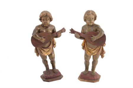 Pair of sculptures "MUSICAL PUTTI"