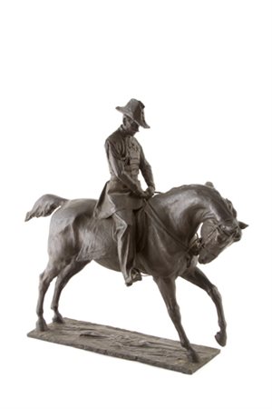 RAFFAELLO ROMANELLI. Bronze sculpture "CHARLES ALBERT OF SAVOY ON HORSEBACK"