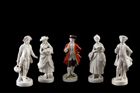 Five sculptures "CHARACTERS". CAPODIMONTE