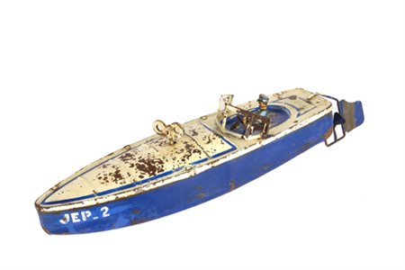 Painted tin toy boat