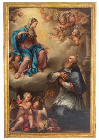 Painting "ST. FRANCIS DE SALES IN ADORATION OF THE VIRGIN WITH CHERUBS"