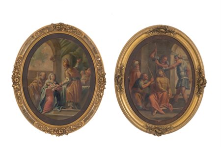 Pair of paintings on copper "THE CIRCUMCISION "and "THE FLAGELLATION"