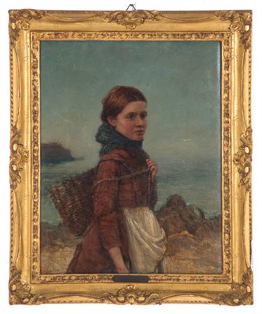 VINCENZO CAPRILE (attr.). Painting "GIRL ON THE COAST"