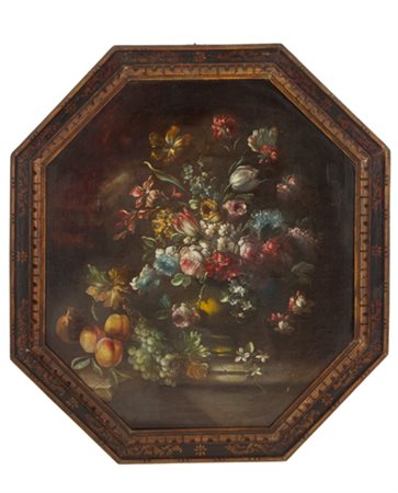 Painting "STILL LIFE WITH VASE OF FLOWERS AND FRUIT"