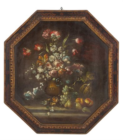 Painting "STILL LIFE WITH VASE OF FLOWERS AND FRUIT"