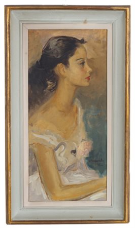 CESARE MONTI. Painting "GIRL IN PROFILE"