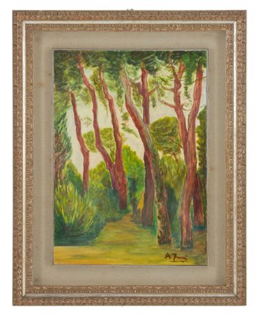 ACHILLE FUNI. Painting "WOODS IN VERSILIA"