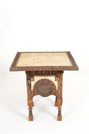 CARLO BUGATTI. Coffee table with parchment covering. Notified