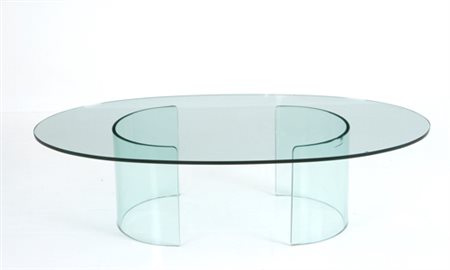 Oval glass coffee table