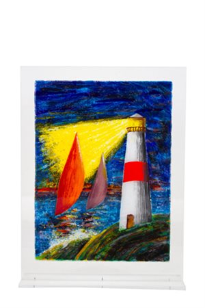 Sheet of glass "LIGHTHOUSE WITH SAILBOATS"