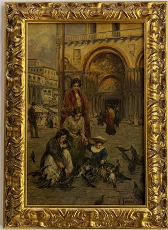 Andrea Marchisio Torino 1850 -1927, In piazza San Marco, Venezia