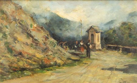 CARLO FOLLINI<BR>Domodossola (NO) 1848 - 1938 Pegli (GE)<BR>"Passeggiata"