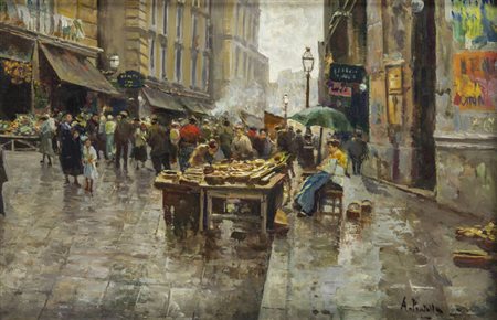 ATTILIO PRATELLA<BR>Lugo (RA) 1856 - 1949 Napoli<BR>"Mercato di Santa Brigida"