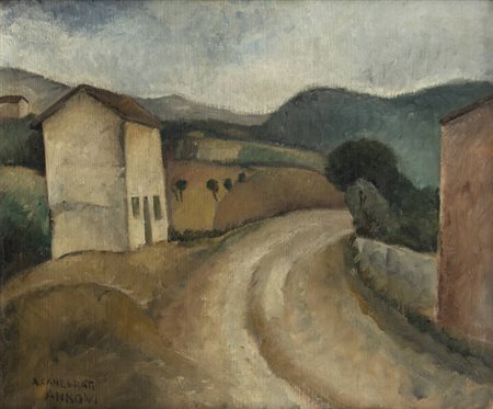 AMERIGO CANEGRATI<BR>Milano 1900-1938<BR>"Strada in collina" 1928