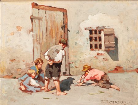 Enrico Bartezago (Milano 1820-1905)  - Giochi di bimbi