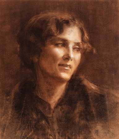 Arnaldo Ferraguti (Ferrara 17/4/1862-Forlì 1925)  - Ritratto di donna