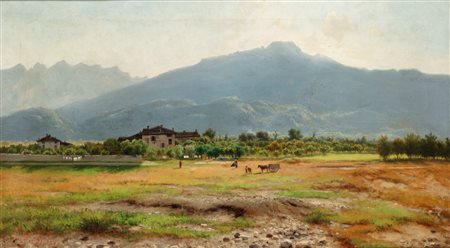 Carlo Pizzi (Lecco 1842-1909)  - Campagna lecchese, 1877