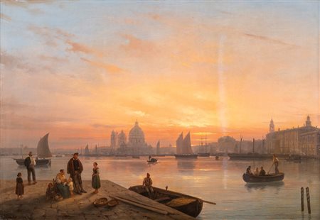 Giuseppe Canella (Verona 1788-Firenze 1847)  - Tramonto a Venezia, 1846