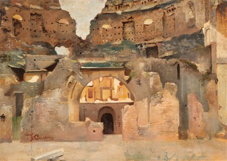 Filippo Carcano (Milano 1840-Milano 1914)  - Rovine a Pompei