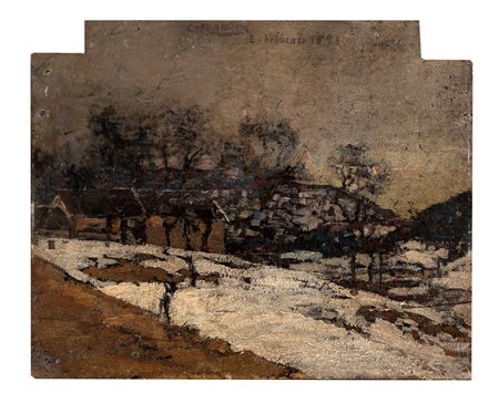 Carlo Fornara (Prestinone 1871-Craveggia 1968)  - Il quadrante della mia vita - 2 febbraio 1893 (o Paesaggio Vigezzino), 1893