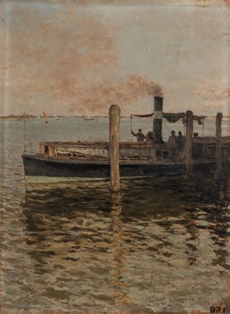 Giuseppe Sartori (Venezia 1863-Padova 1922)  - Vaporetto in laguna