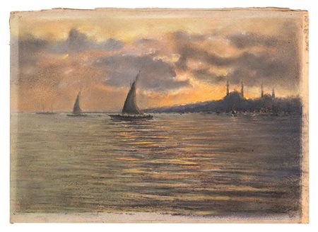 Fausto Zonaro (Masi 1854-Sanremo 1929)  - Bosforo al tramonto