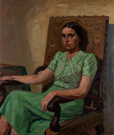 Pompilio Seveso (Milano 1877-Milano 1949)  - Donna in verde